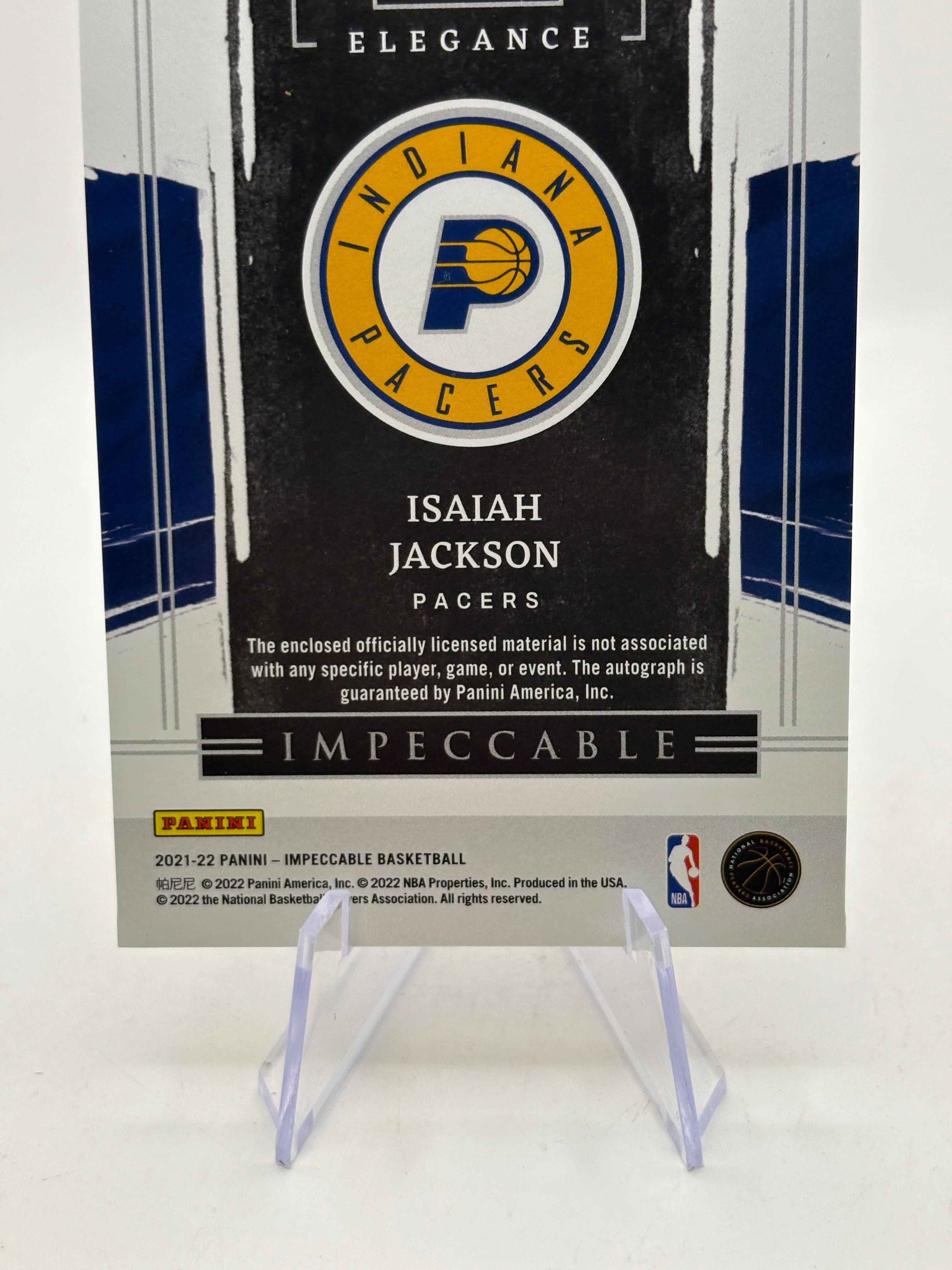 2021-22 Impeccable Basketball #122 Isaiah Jackson Rookie Patch Auto /88